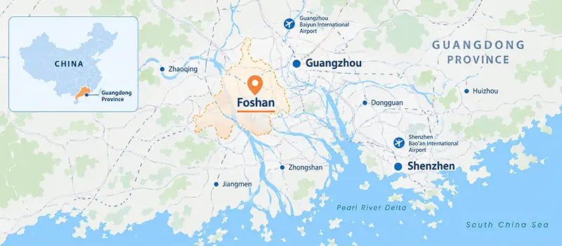 Factory location in Foshan, Guangdong, China