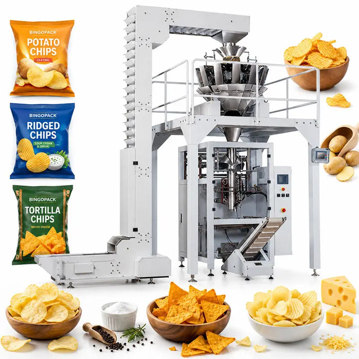 Automatic chips and crisps vertical packing machine with multihead weigher