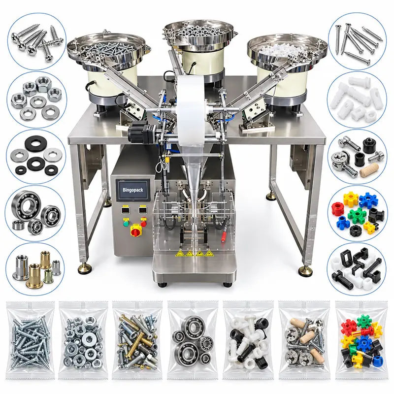Automatic 3-Bowl Screw Counting Packing Machine for Hardware Fittings