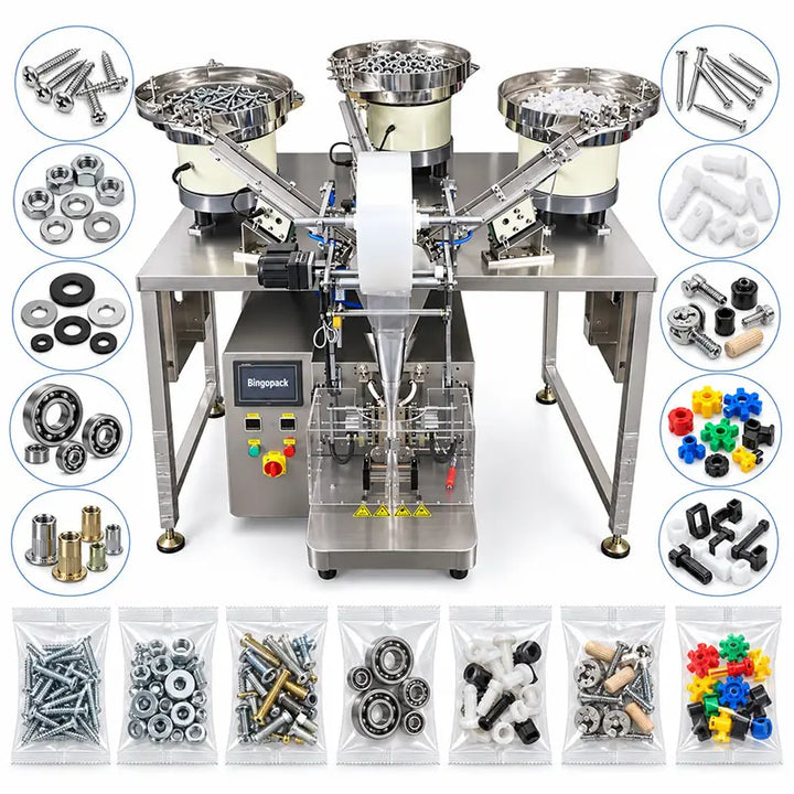 Automatic 3-Bowl Screw Counting Packing Machine for Hardware Fittings