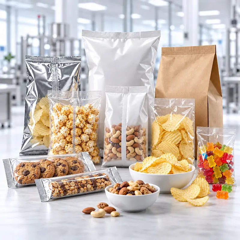 Chips and snacks for weighing and bagging